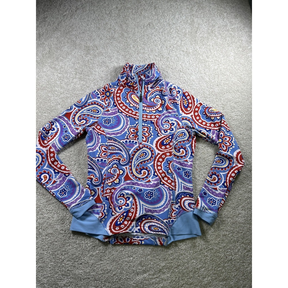 Peter Millar Pullover Womens XS Blue Red Paisley Element 1/4 Zip Golf UPF 50+